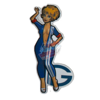Sticker blonde woman working with Gordini logo