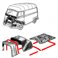 Joint capot moteur et plaque boîte de vitesse pour Renault Estafette tous modèles.