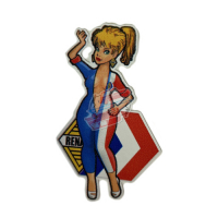 Sticker blonde woman working with Renault logo