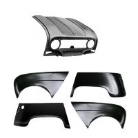 Pack 4 wings/fenders, bonnet for Renault R4 4L. Bonnet for models with license plate riveted on it.