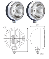 Paire de phares additionnels métal pour Renault R4 4L ou Renault Estafette. Ampoules H3 100W fournies.