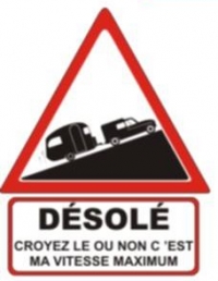 Autocollant "Désolé" Renault 4 R4 4L Fourgonnette + Caravane- 15 CM de haut