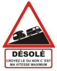 Autocollant "Désolé" Renault Estafette + Caravane - 15 CM de haut