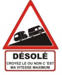 Autocollant "Désolé" Renault Estafette Réhaussée + Caravane - 15 CM de haut