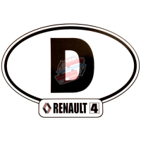 Autocollant Renault R4 4L, largeur 20cm, pays Allemagne "D".