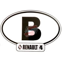 Autocollant Renault R4 4L, largeur 20cm, pays Belgique "B".