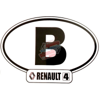 Autocollant Renault R4 4L, largeur 14cm, pays Belgique "B".
