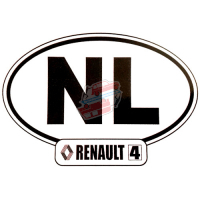 Autocollant Renault R4 4L, largeur 14cm, pays Pays Bas "NL".