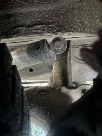 Rear Shock Absorber Mounting Bolt for Renault R4 4L. Stamped Steel or Cast Iron Arm with Single Fixing Point.
