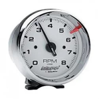 Autogage Tachometer - Diameter 95mm - Chrome and White Background.