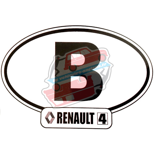 Autocollant Renault R4 4L, largeur 14cm, pays Belgique B