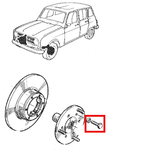 Vis de fixation de disque de frein M8x30 rondelle frein Renault 4
