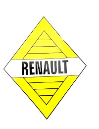 Ancien logo Renault pour Renault R4 4L ou Renault Estafette, hauteur 20 cm, autocollant.