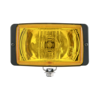 Pair of Additional Road Headlights, "Long Range", Rectangular, Yellow with Covers. For Renault R4 4L or Renault Estafette.