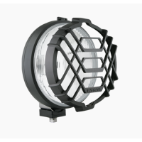 Black Additional Halogen High Beam Headlight with Grille and White Glass for Renault R4 4L or Renault Estafette. H3 Bulb Included. To the Unit.