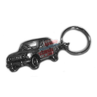 Keychain Renault R4 4L motif in silver relief.