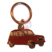 Keychain Renault R4 4L motif in profile. Red color.