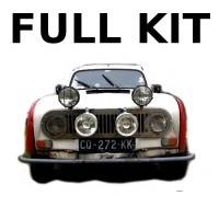 Kit complet Calandre "TROPHY" avec accessoires pour Renault R4 4L. Les phares ne sont pas inclus.