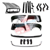 Pack 4 ailes, capot pour Renault R4 4L, pare-chocs chromés, ferrures butoirs. Capot pour modèles avec plaque d'immatriculation rivetée dessus.