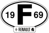 Stickers Renault 4 R4 4L, 14 cm wide, year 1969.