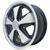 Jantes 5x130 Fuchs Noire et Polie 15x5.5, ET45, pour Montage sur Renault Estafette avec Cales de Roues VA3501-5X130. A l'Unité. Sur Commande.