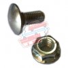 Bumper screw + nut for Renault R4 4L, adaptable, curved stainless steel.
