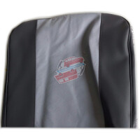 Passenger and Driver Seat Covers Kit for Renault R4 4L F4 and F6 Van. Black skai. Folding passenger seat.